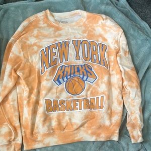 New York knicks tie dye orange and white sweat shirt